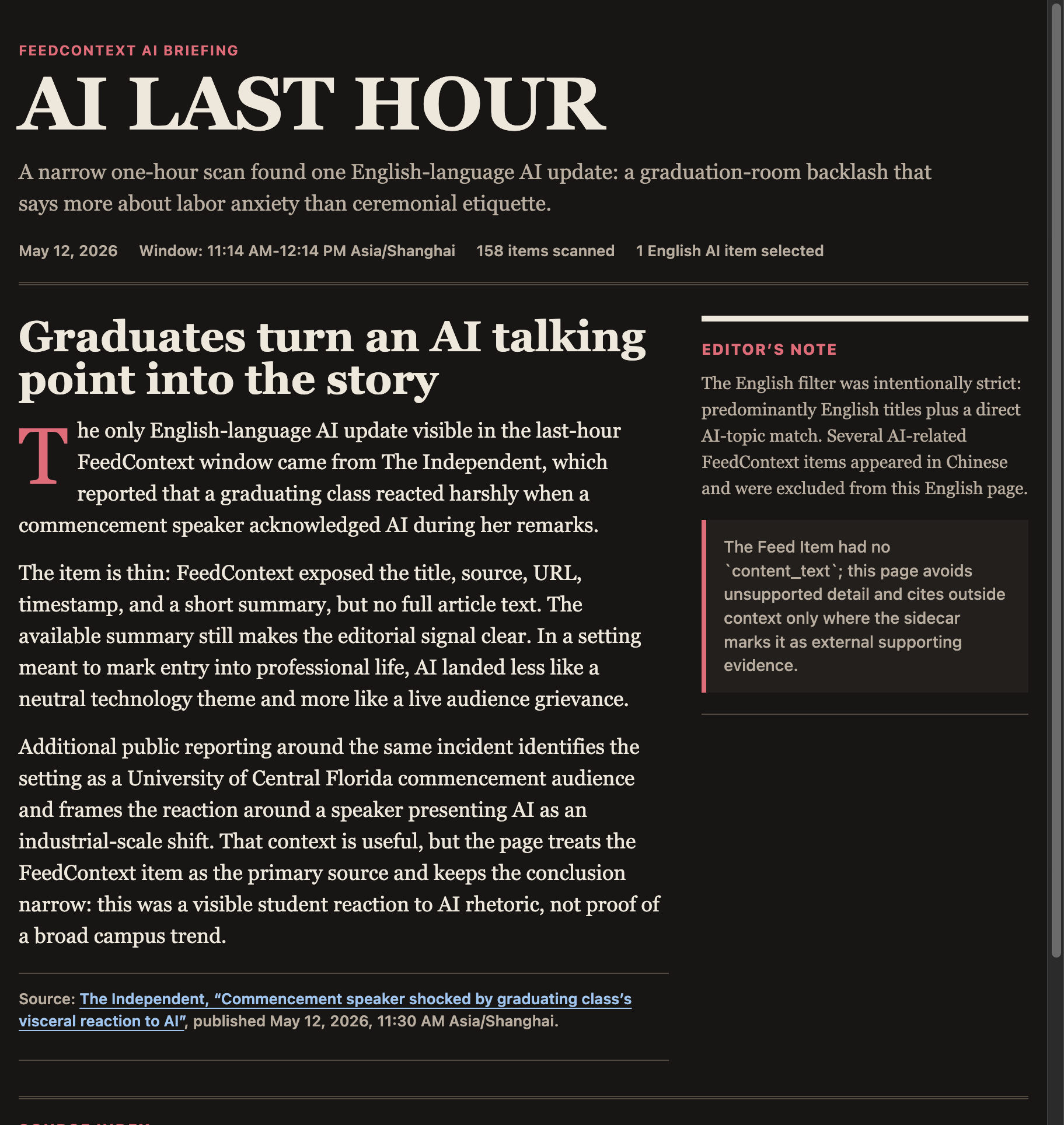 FeedContext newspaper briefing page screenshot