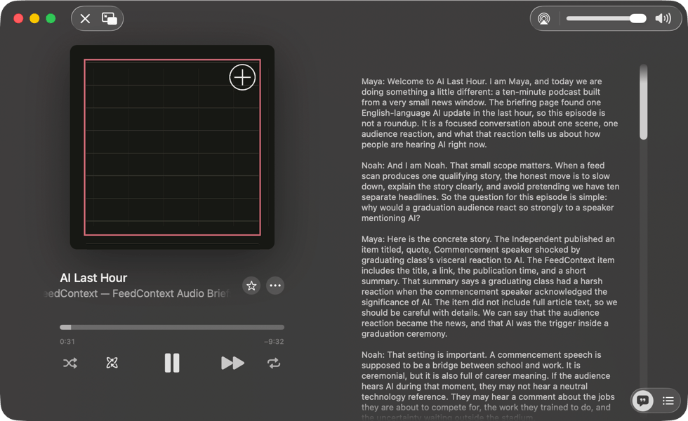 FeedContext podcast artifact screenshot